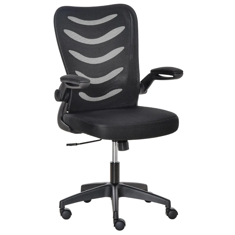 EasyComfort Sedia da Ufficio Ergonomica, Poltrona Girevole, Altezza Regolabile e Braccioli Sollevabili, 58.5x58x94.5-103.5cm, Nero