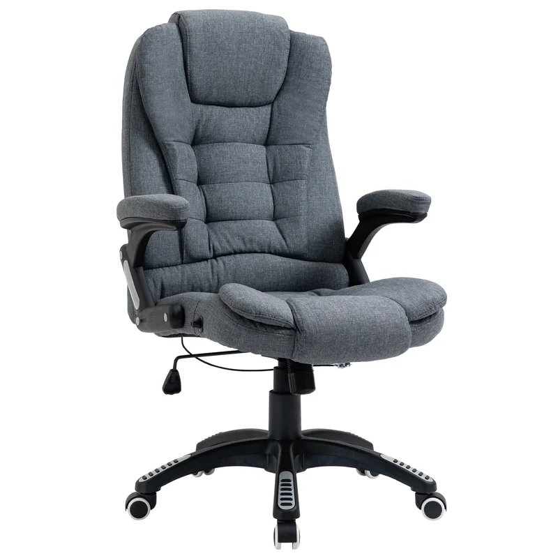 Easycomfort Sedia da Ufficio Ergonomica Reclinabile, Altezza Regolabile e Dondolamento, Poltrona Girevole con Ruote, 65x72x110-120cm, Grigio