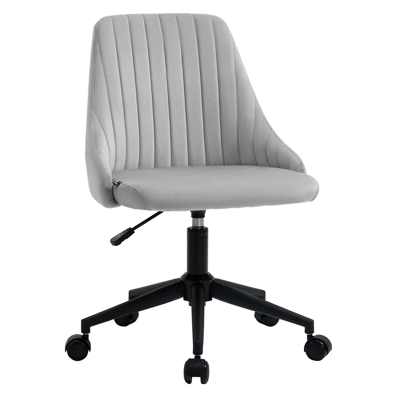 Easycomfort Sedia da Ufficio in Velluto Grigio con Altezza Regolabile, Sedia Ergonomica Girevole a 360° e Ruote, 50x58x77-87cm