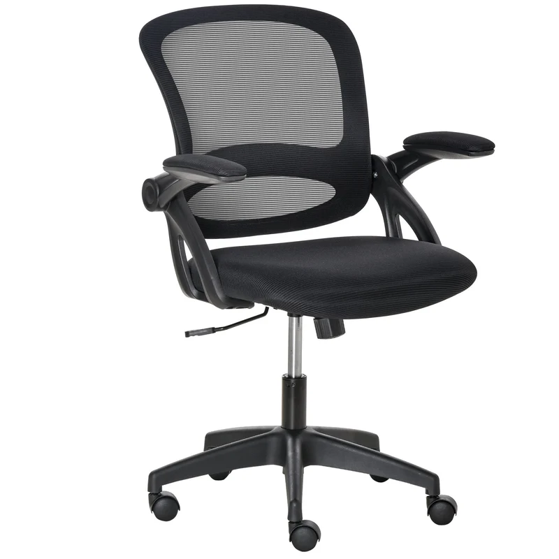 Easycomfort Sedia da Ufficio Ergonomica con Schienale a Rete e Seduta Imbottita, Altezza Regolabile, 65.5x61.5x88-97.5cm, Nero