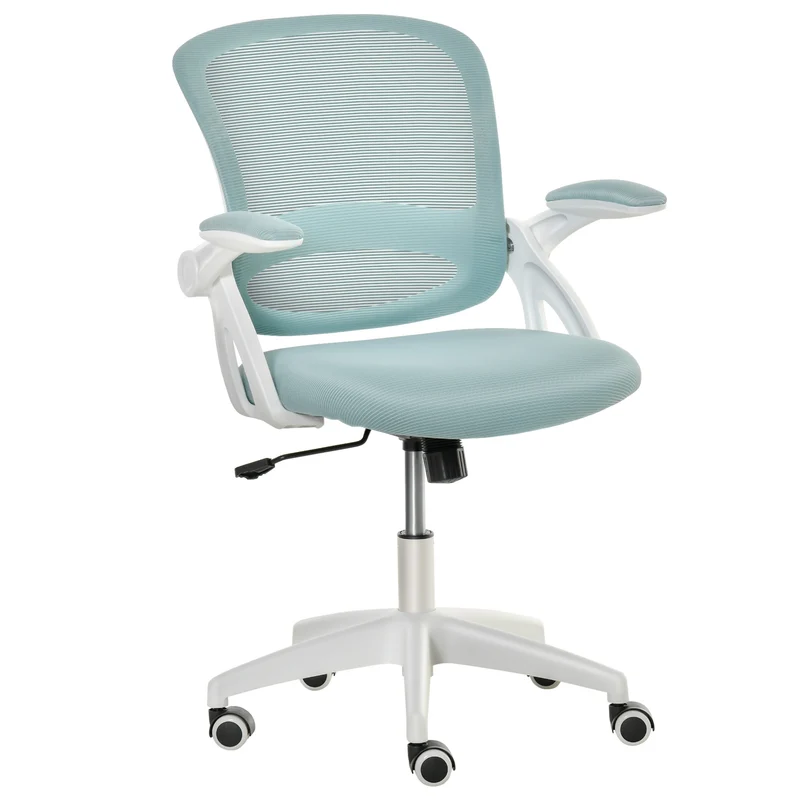 Easycomfort Sedia da Ufficio Ergonomica con Schienale a Rete e Seduta Imbottita, Altezza Regolabile, 65.5x61.5x88-97.5cm, Azzurro