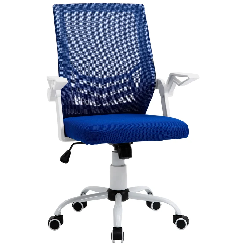 EasyComfort Sedia da Ufficio Ergonomica con Braccioli e Supporto Lombare, Poltrona Ufficio Girevole e Altezza Regolabile in Tessuto Blu
