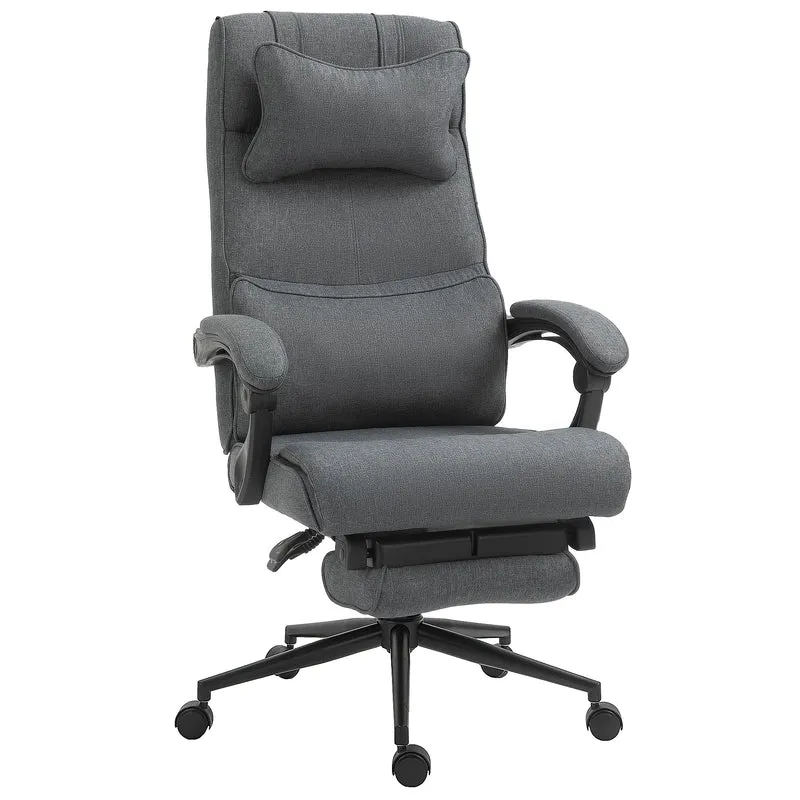 Easycomfort Sedia da Ufficio Ergonomica ad Altezza Regolabile con Braccioli e Poggiapiedi, 66x70x115-123 cm, Grigia