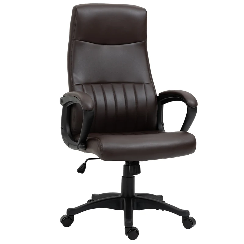 Easycomfort Sedia da Ufficio Ergonomica, Sedia Girevole con Schienale Alto e Dondolo, Altezza Regolabile e Ruote, 61.5x66x113-123cm, Marrone