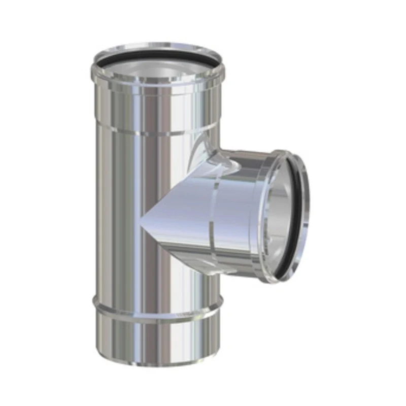Raccordo a T INOX Attacco Ffm per Pellet Ø 8 cm 2 Pezzi