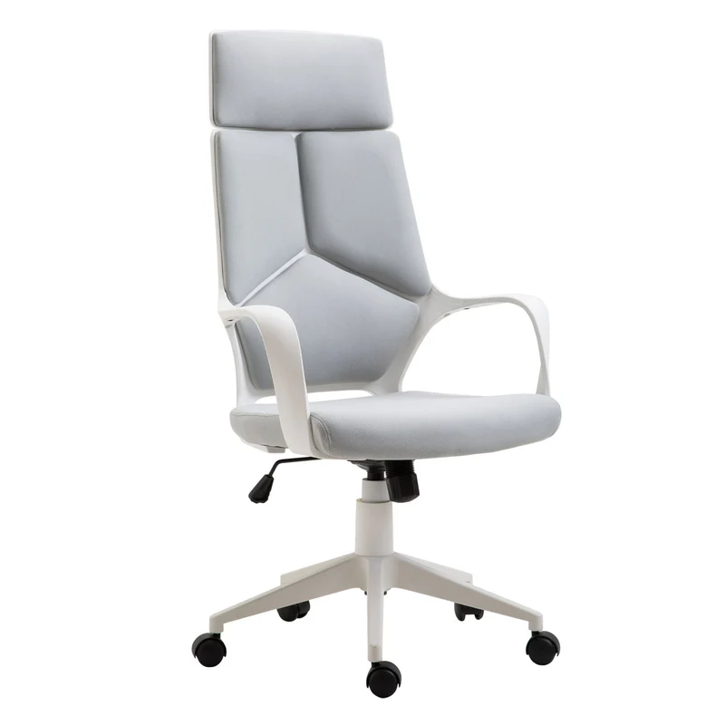 Easycomfort Sedia da Ufficio con Funzione Dondolo, Poltrona Presidenziale in Tessuto Regolabile e Girevole, 63x63x117-127 cm, Grigio
