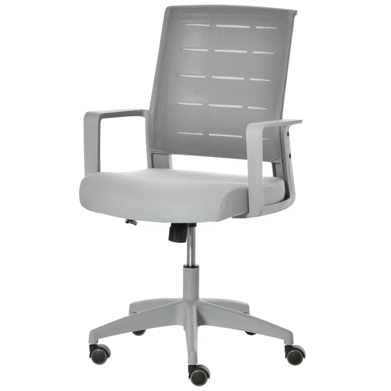 Easycomfort Sedia da Ufficio Ergonomica Girevole con Altezza Regolabile, Ruote e Braccioli, 59x61x95.5-105cm Grigio