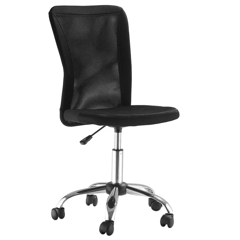 Easycomfort Sedia da Ufficio Ergonomica Senza Braccioli, Tessuto Traspirante a Rete, Altezza Regolabile e 5 Ruote, 43x58x90-100cm, Nero