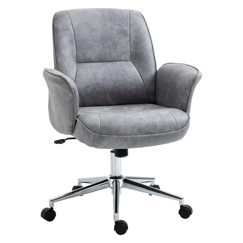 Easycomfort Sedia da Ufficio Ergonomica Altezza Regolabile e Dondolo, Rivestimento in Microfibra, 67x69x92-102cm, Grigio Chiaro