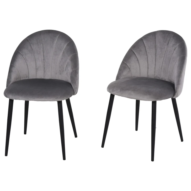 Easycomfort Set 2 Sedie Sala da Pranzo e Soggiorno Imbottite, Design Nordico ed Ergonomico in Metallo e Velluto, 52x54x79 cm, Grigio