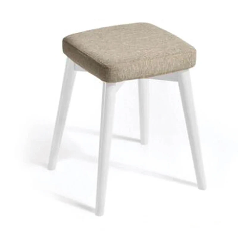 Sgabello in Tessuto e Legno 33x33x46 cm Alison Bianco e Grigio