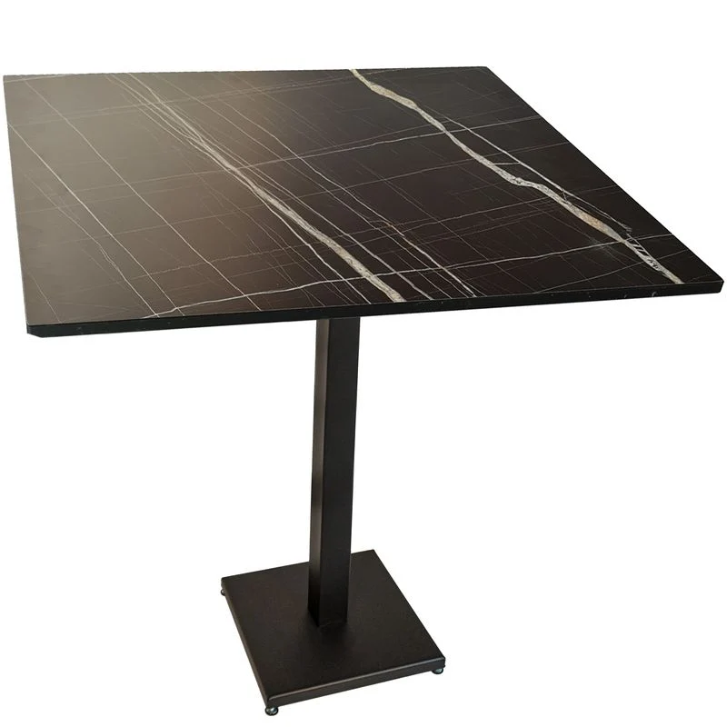 Tavolo Contract con piano marmorizzato nero 930 - 80×80 altezza piano 1.2 cm - Kit base+tavolo
