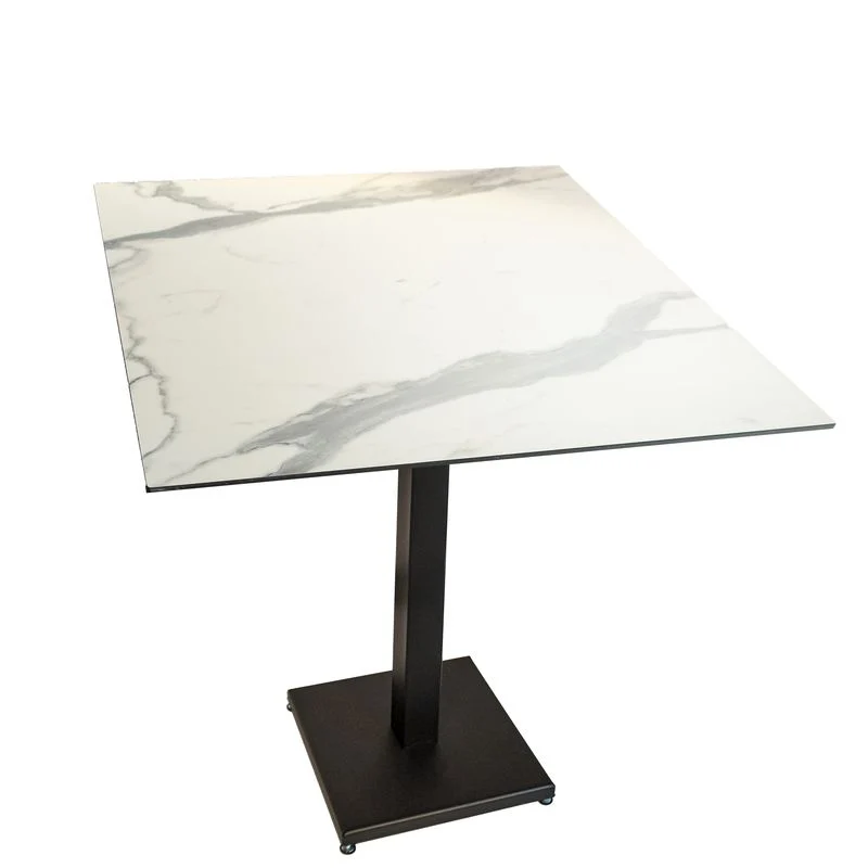 Tavolo Contract con piano marmorizzato bianco 654 - 80×80 altezza piano 1.2 cm - Kit base+tavolo