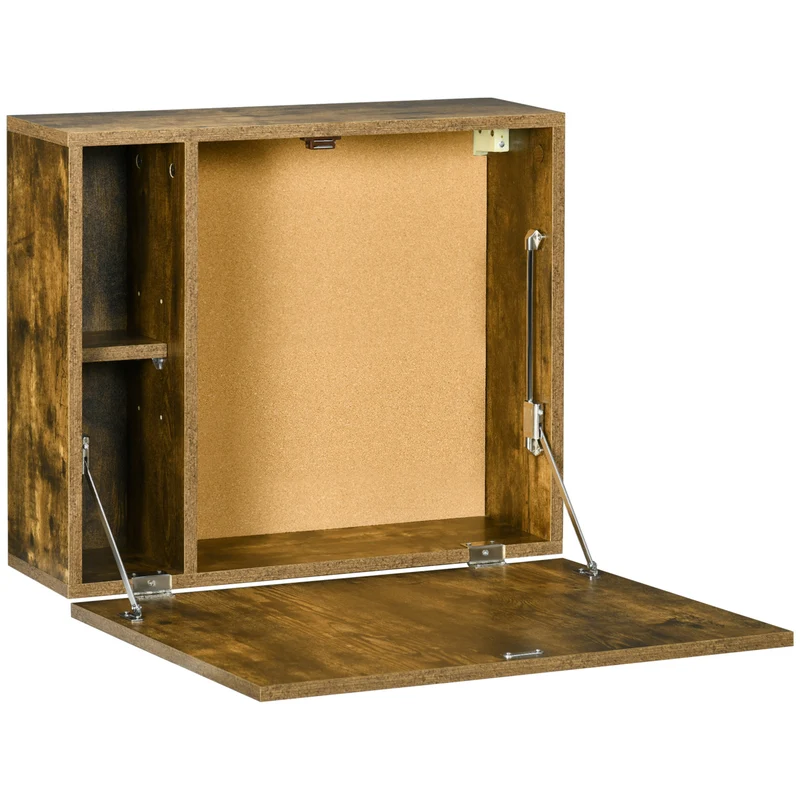 Easycomfort Scrivania a Muro Pieghevole e Salvaspazio con Ripiani per Casa e Ufficio, in Truciolato e MDF, 60x20x50 cm