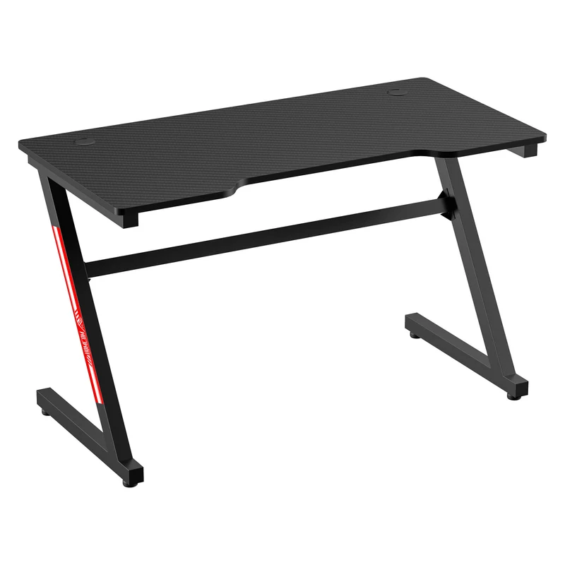 Easycomfort Scrivania Gaming Moderna per Camera o Ufficio con 2 Fori Passacavi, 120x60x73cm - Nero