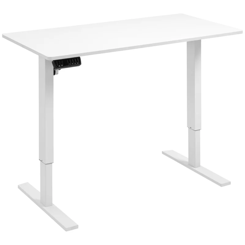 Easycomfort Scrivania Sollevabile Elettrica a 3 Altezze con Sistema Anticollisione, 120x60x74.5-114.5cm, Bianco