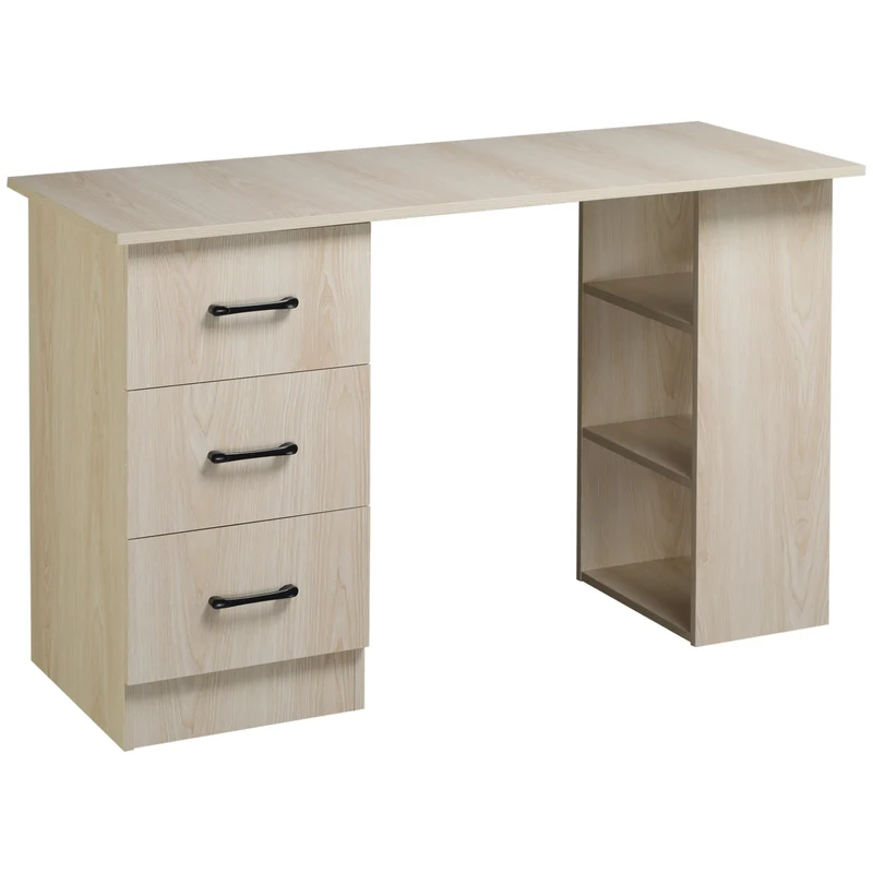 Easycomfort Scrivania PC Moderna per Camera con 3 Cassetti e 3 Scaffali in Legno per Casa e Ufficio 120x49x72cm