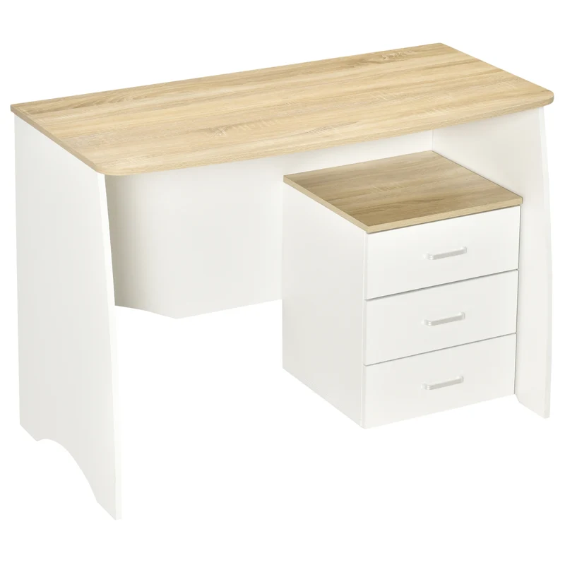 Easycomfort Scrivania con Cassettiera Moderna in Legno, Scrivania PC per Camera e Ufficio, 110x55x75cm