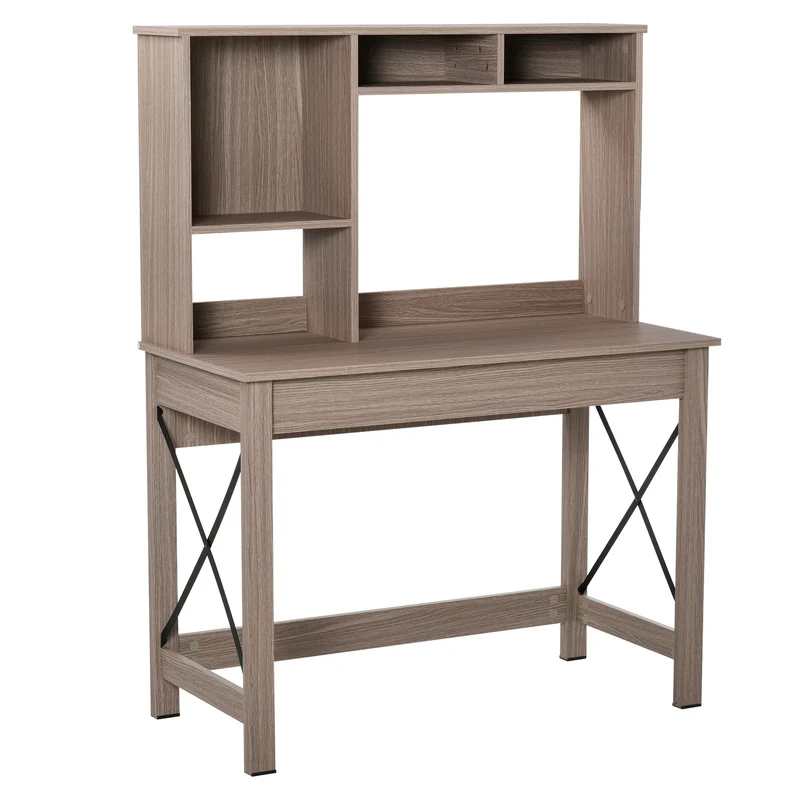 Easycomfort Scrivania Scaffale con Libreria Sopra in Legno per Camera, Cameretta o Ufficio, Salvaspazio 105x50x137.5cm