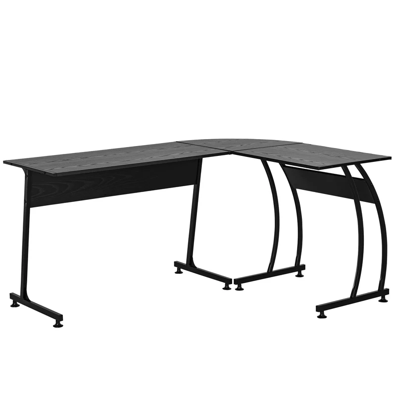 Easycomfort Scrivania Gaming Angolare in Legno e Metallo, per Casa Ufficio o Studio, Salvaspazio, 112.5 x 152 x 74cm, Nera