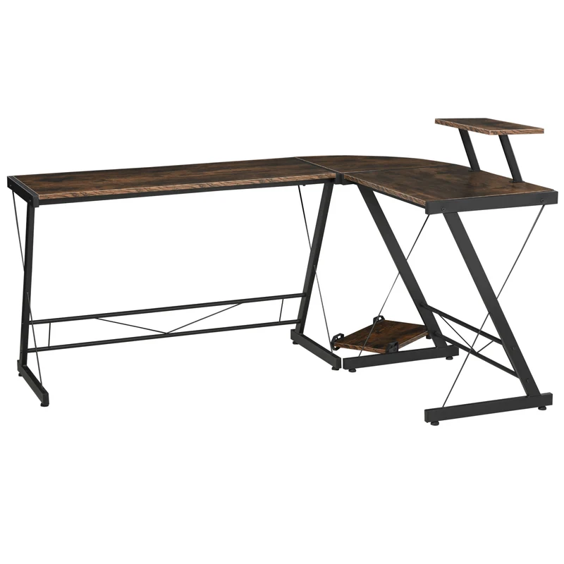 Easycomfort Scrivania Angolare Reversibile per Computer e PC in Stile Industriale, per Ufficio o Camera, in Legno 155x115x91.5cm
