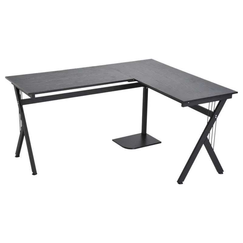 Easycomfort Scrivania ad Angolo per Computer scrivania da ufficio Tavolo PC in legno nero
