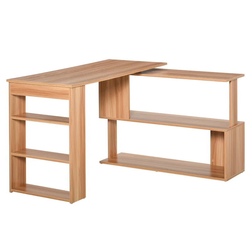 Easycomfort Scrivania Computer PC Angolare con Design a L Girevole a 5 Ripiani per Casa e Ufficio, Tavolo da Pranzo in Legno, 120x110x74.5 cm