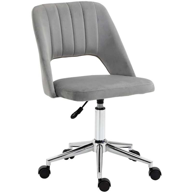 Easycomfort Sedia da Ufficio Ergonomica e Girevole, Sedia Imbottita per Scrivania con Altezza Regolabile, Grigio 49x60x79-91cm