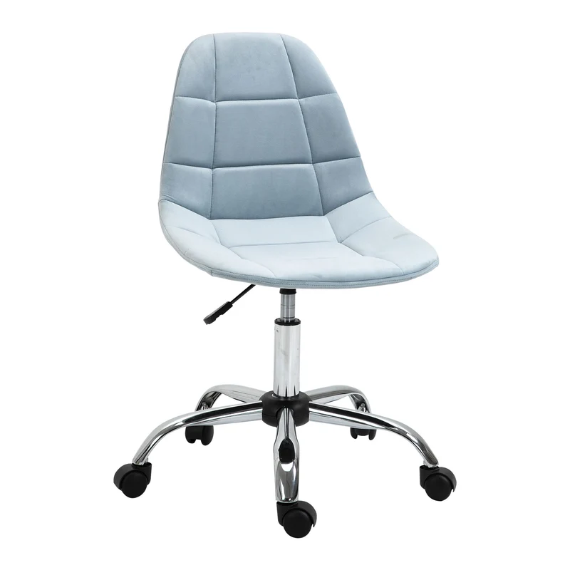 Easycomfort Sedia da Ufficio Ergonomico, Sedia Girevole Scrivania, Regolabile Senza Braccioli, Azzurro, 59x59x81-91cm