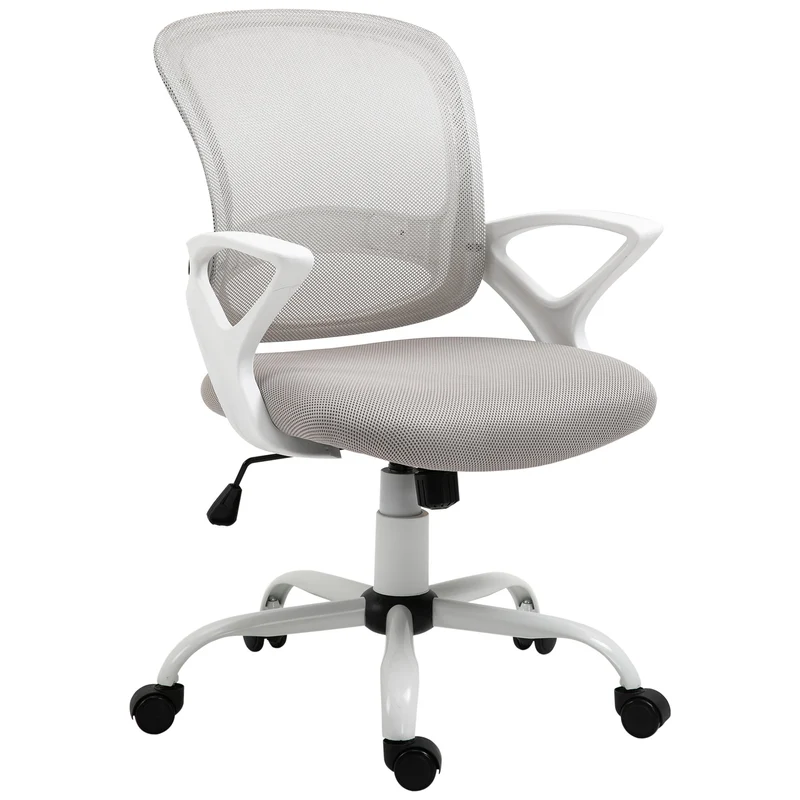 Easycomfort Sedia da Ufficio Basculante in Tessuto a Rete Grigio, Sedia da Scrivania Ergonomica e Girevole con Altezza Regolabile