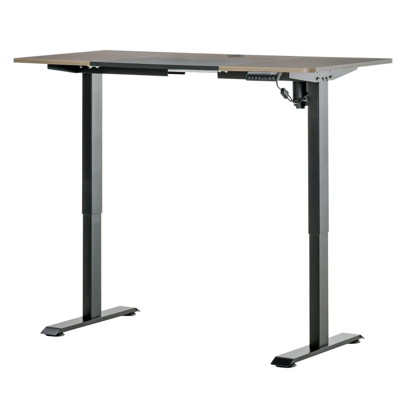 Easycomfort Scrivania Sollevabile a 4 Altezze con Regolazione Elettrica, Sistema Anticollisione, 140x70x72-116cm, Metallo Nero e Teak