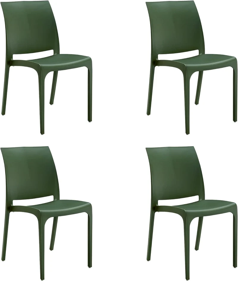 Sedia set 4 pz in resina impilabile made in Italy design per interno esterno SOFIA Verde Salvia