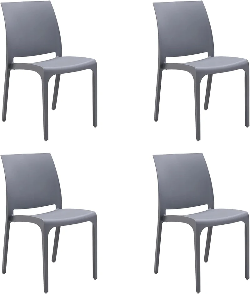 Sedia set 4 pz in resina impilabile made in Italy design per interno esterno SOFIA Grigio chiaro
