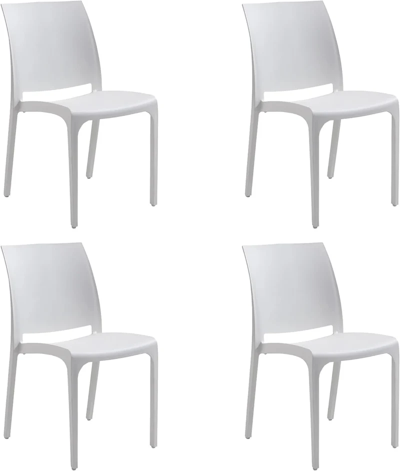Sedia set 4 pz in resina impilabile made in Italy design per interno esterno SOFIA Bianca