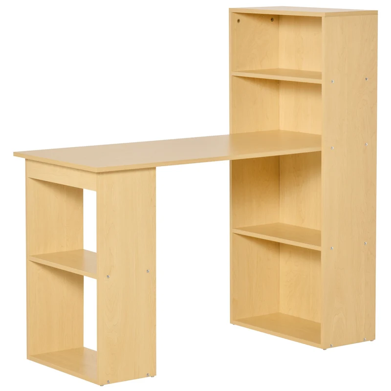 Easycomfort Scrivania Computer con Libreria Salvaspazio, Tavolo da Pranzo per Ufficio e Studio in Truciolato 120x55x120 cm