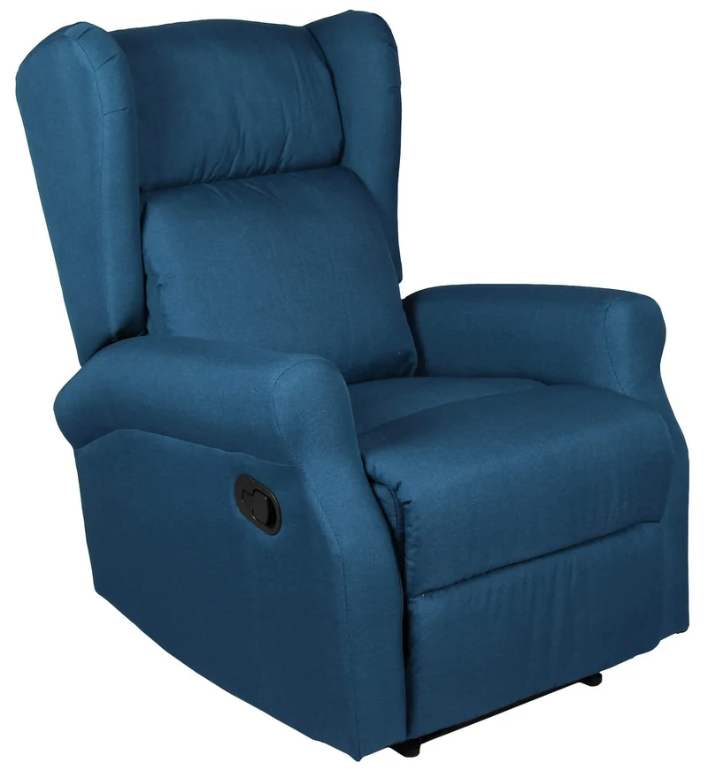 Poltrona Relax Manuale Reclinabile in Tessuto Vandi Blu