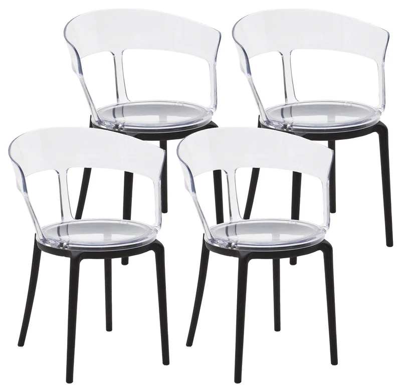 Set 4 Sedie 55x75x52 cm in Polipropilene Trasparente