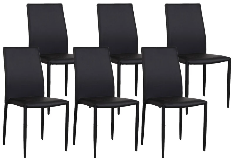 Set 6 Sedie 90x46x44 cm in Similpelle da Interno Nero
