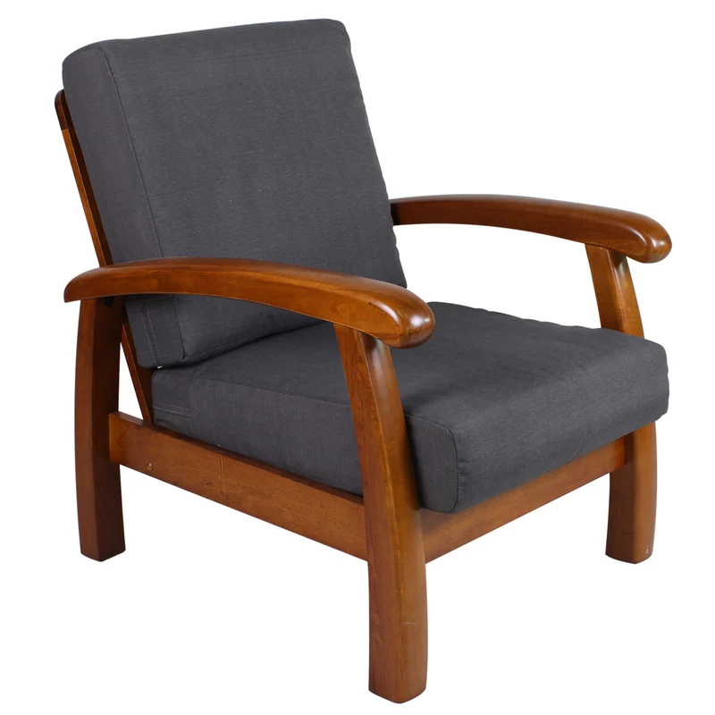 Poltrona in Legno con Cuscini 66x85x83cm Vandi Grigia