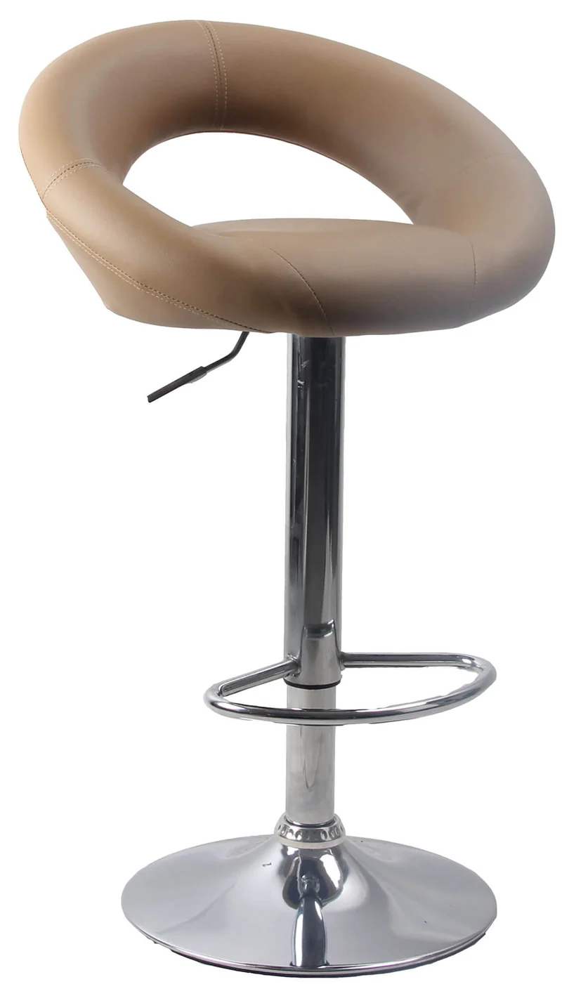 Sgabello con Alzata a Gas e Seduta Girevole in Similpelle Motti Acapulco Beige
