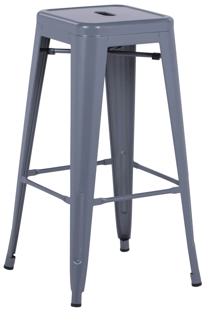 Sgabello da Bar Alto in Metallo Motti Victoria Grigio Antracite