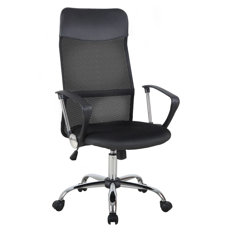 Easycomfort Sedia Ergonomica da Ufficio Girevole e Dondolo con Ruote, Altezza Regolabile e Schienale a Rete, 63x65x109-119cm Nero