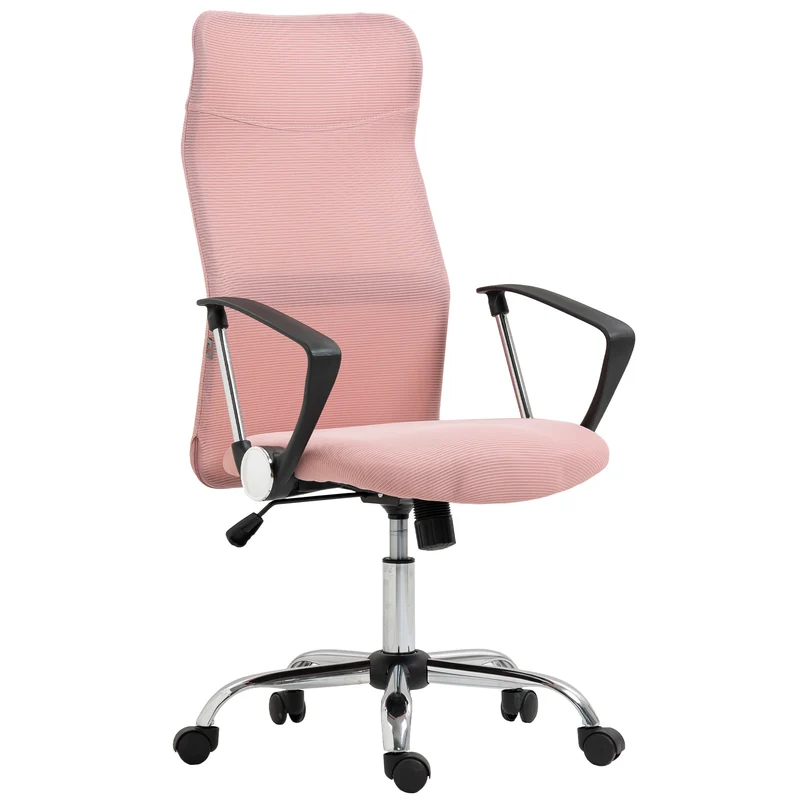 Sedia Ergonomica da Ufficio Girevole 63x65x109-119 cm con Schienale a Rete Rosa