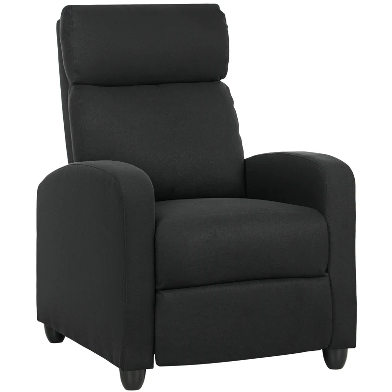 Poltrona Relax Reclinabile Manualmente 69x88x101 cm in Tessuto Effetto Lino Nero