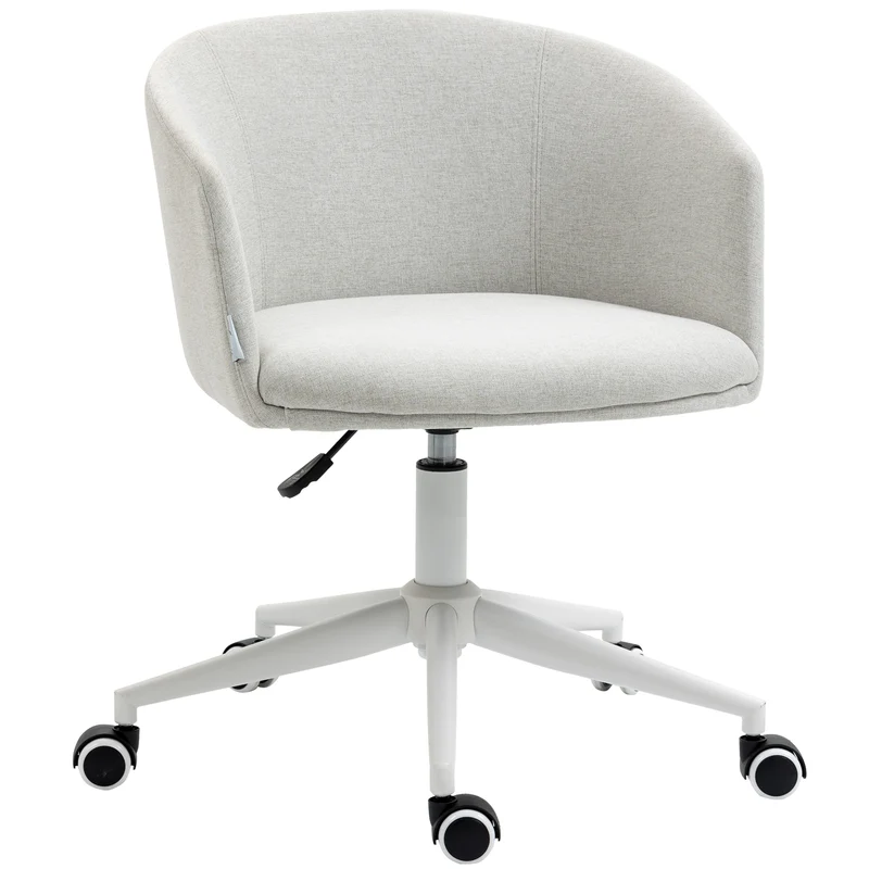 Easycomfort Sedia da Ufficio con Altezza Regolabile, Ruote e Seduta Girevole in Tessuto, Grigio Chiaro