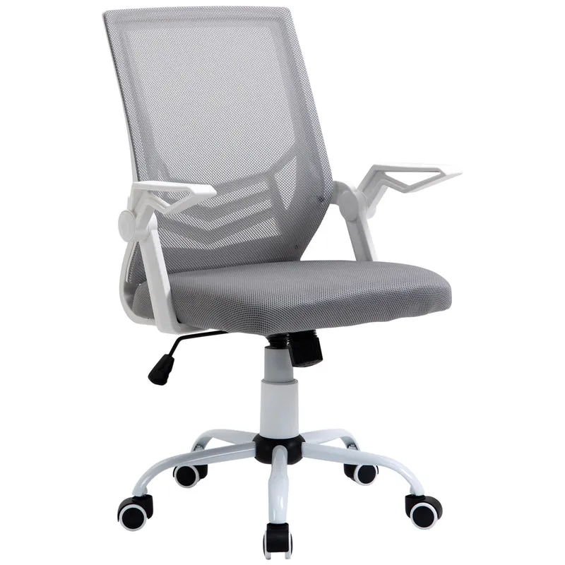 Sedia da Ufficio Ergonomica con Supporto Lombare 62,5x55x94-104 cm in Tessuto a Rete Grigio