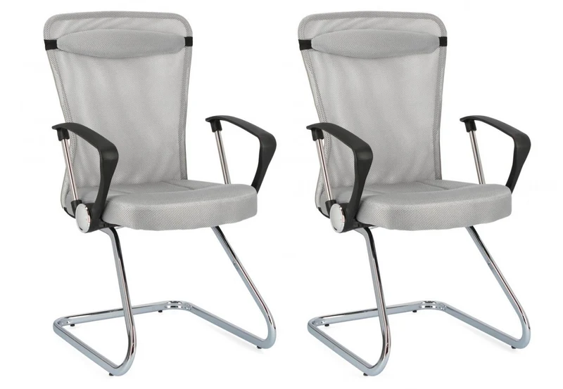 Set 2 Poltrone Con Braccioli 57,5x59x47,51 cm Kingston in Tessuto Grigio