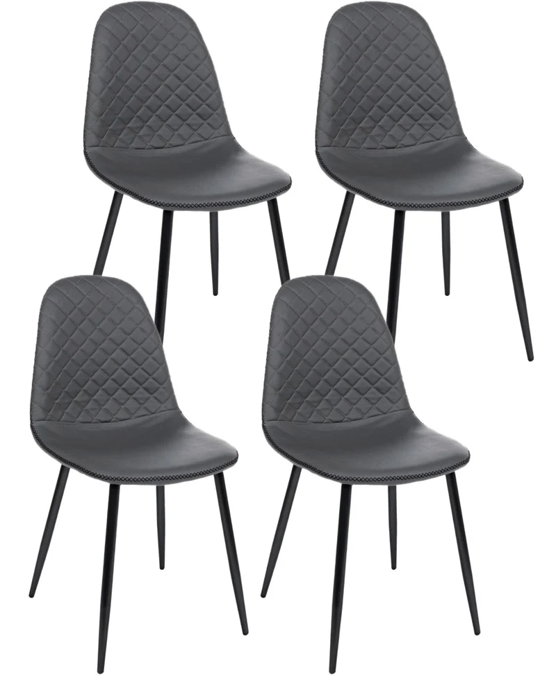 Set 4 Sedie 45x54x87 cm Amanda in Ecopelle Grigio