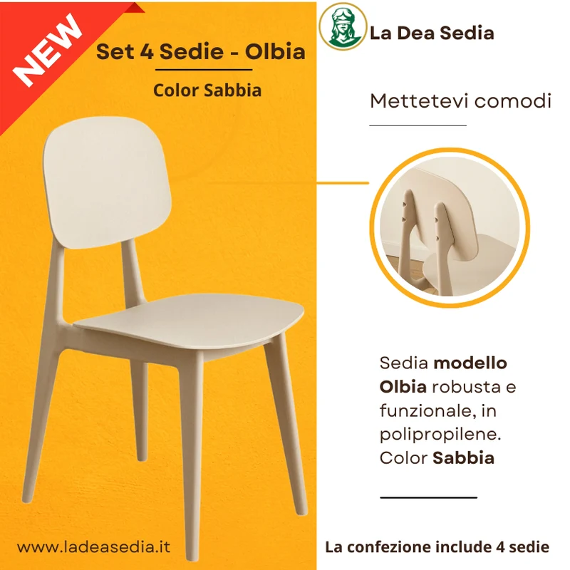 4 Sedie Olbia color Sabbia - La Dea Sedia