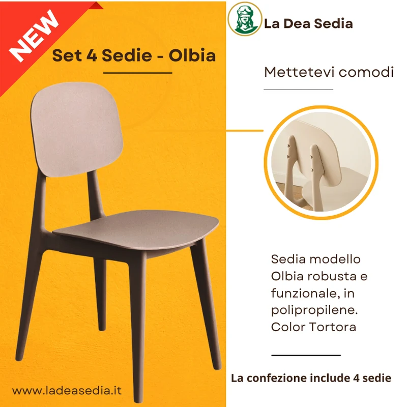4 Sedie Olbia color Tortora - La Dea Sedia
